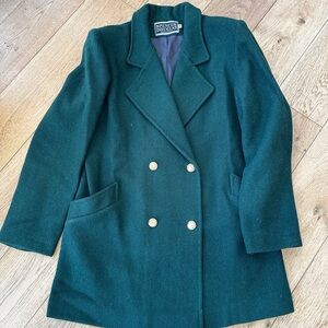 Vintage Spencer Douglas Wool Blend Coat – Size 10 Hunter Green Gold Buttons EUC